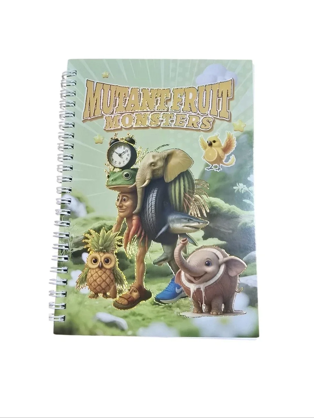 Mutant Fruit Monsters Green Spiral Notebook